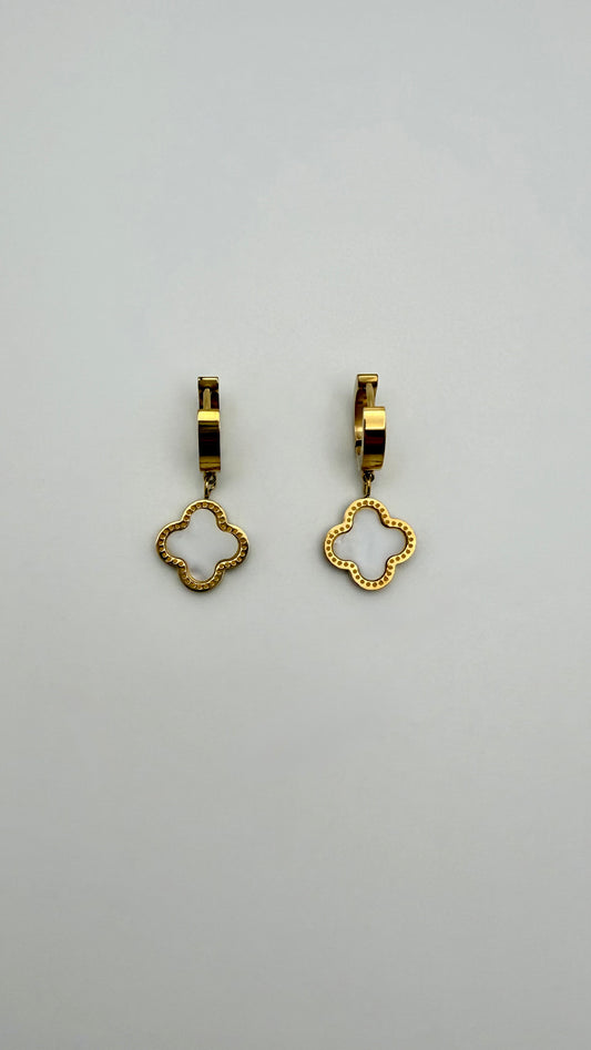 White Clover Hoop Earrings