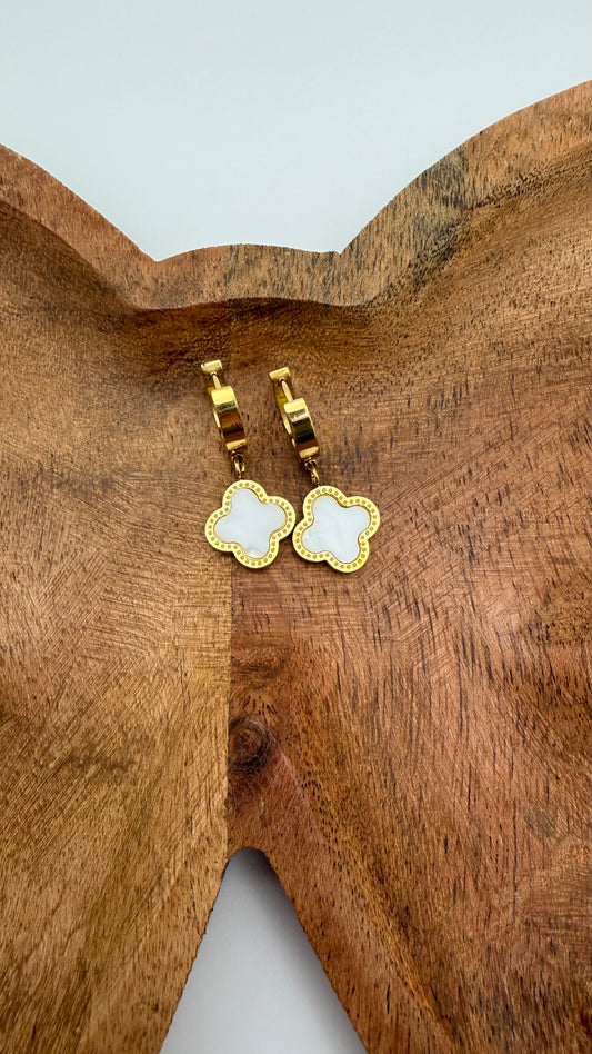White Clover Hoop Earrings