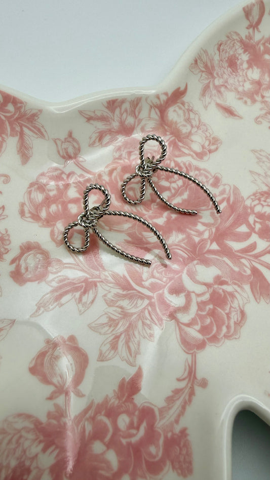 Silver Bow Earrings