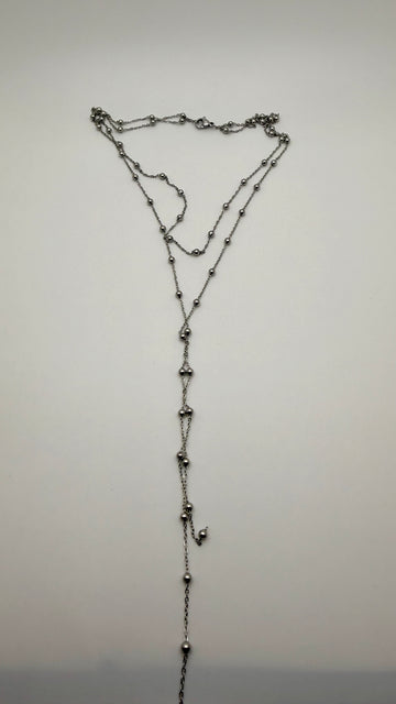 Silver Satellite Layered Lariat Necklace