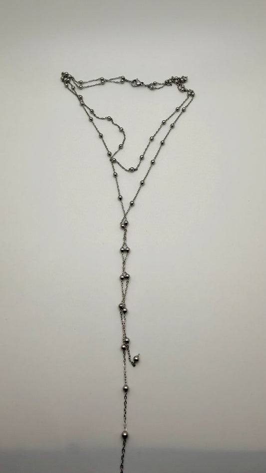 Silver Satellite Layered Lariat Necklace