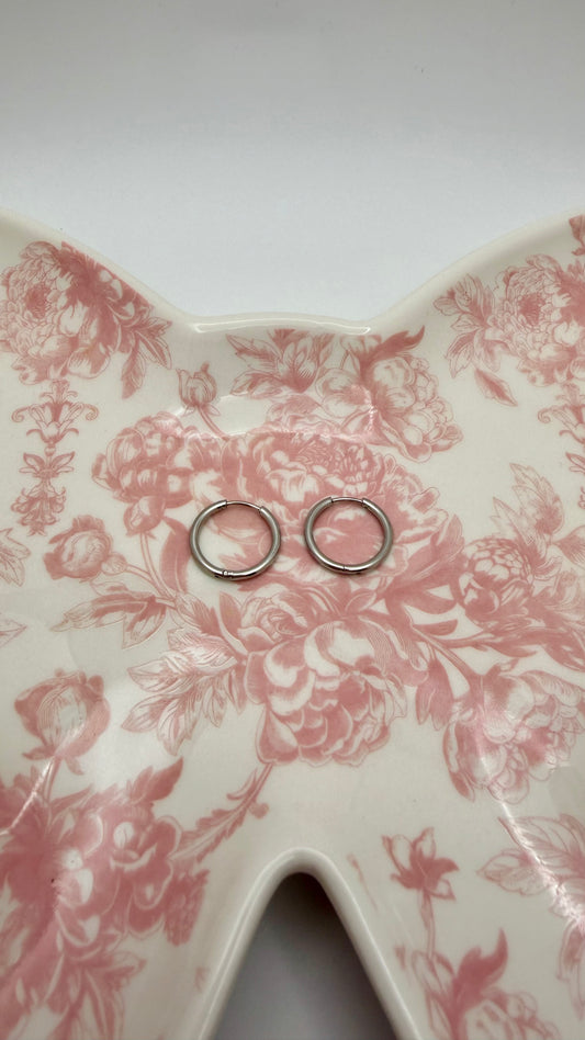 Silver Classic Hoop Huggie Earrings
