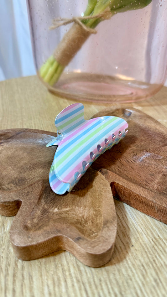 Jumbo Stripe Plaid Claw Clips