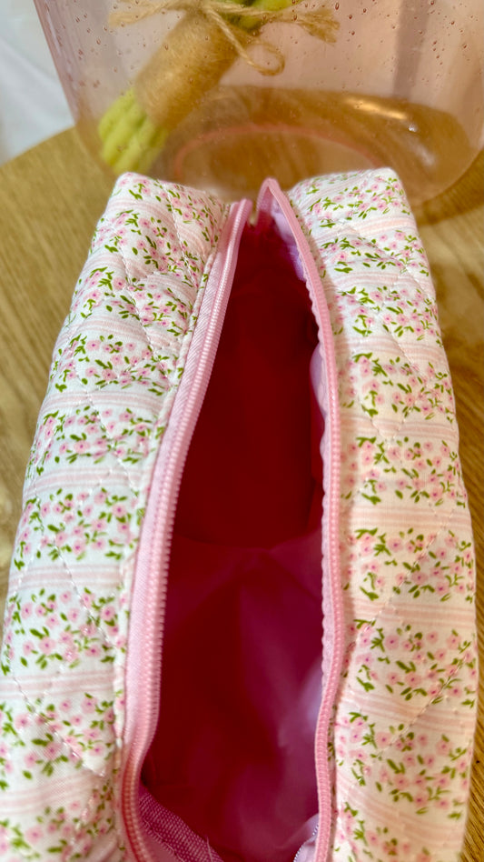 Floral Quilted Cosmetic Bag