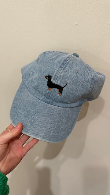 Dachshund Dog Embroidered Denim Baseball Cap