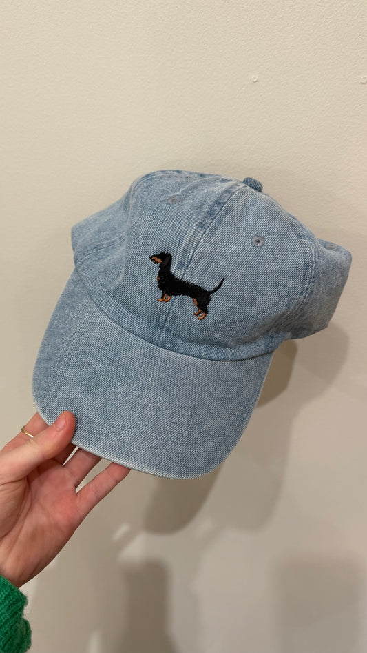 Dachshund Dog Embroidered Denim Baseball Cap