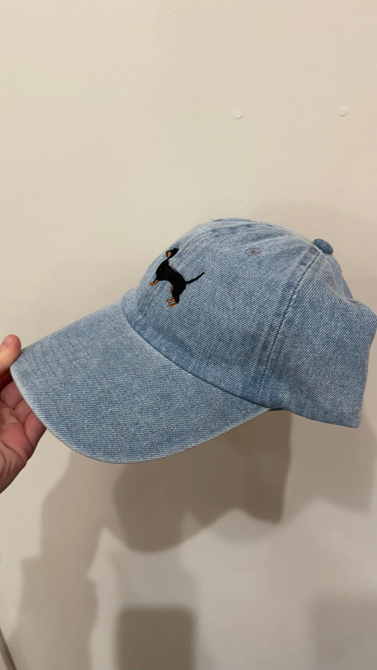 Dachshund Dog Embroidered Denim Baseball Cap