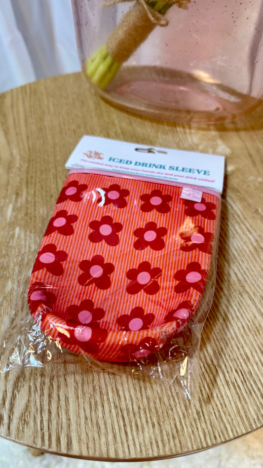 Large Happy Striped Floral Drink Sleeve