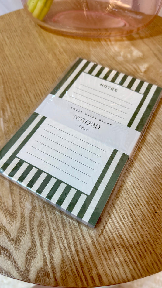 Green Striped Notepad