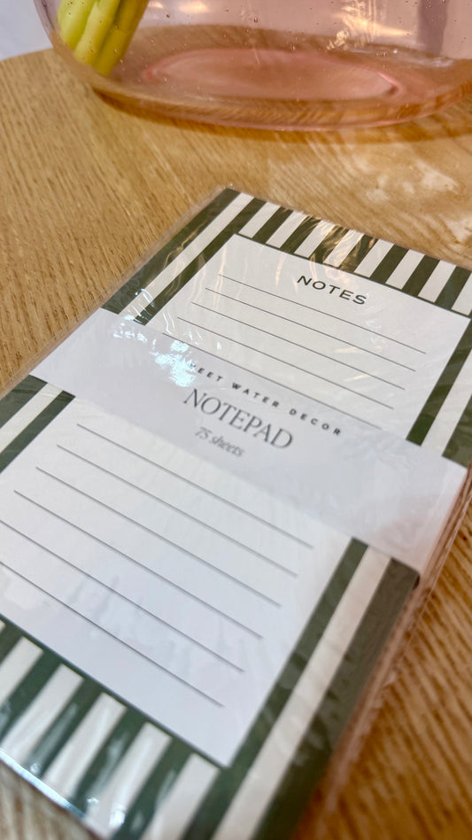 Green Striped Notepad