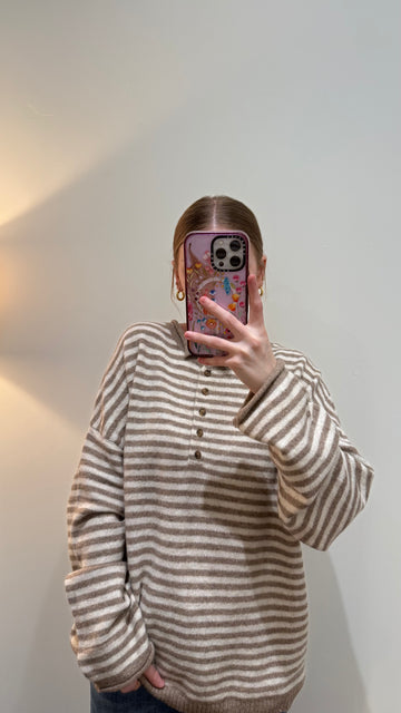 Lola Stripe Henley Sweater