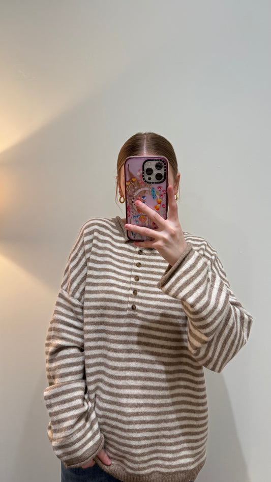 Lola Stripe Henley Sweater