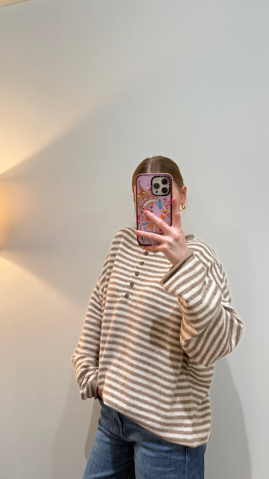 Lola Stripe Henley Sweater