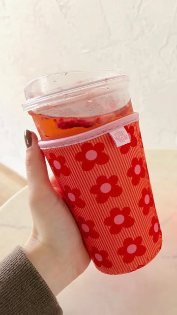 Large Happy Striped Floral Drink Sleeve
