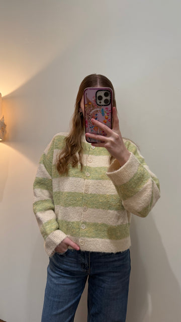 Everly Stripe Fuzzy Cardigan