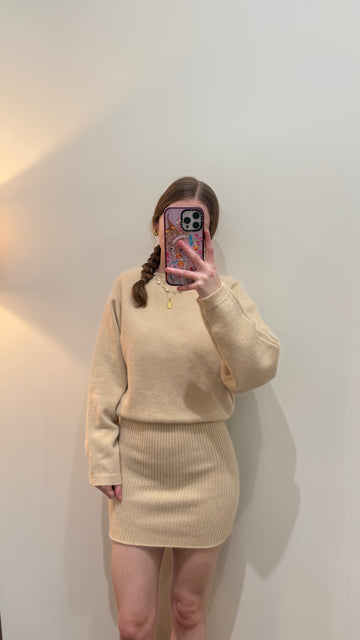 Oatmeal Cozy Batwing Sweater Dress