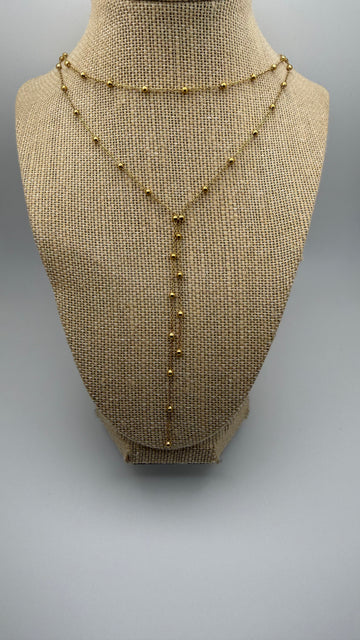 Gold Satellite Layered Lariat Necklace