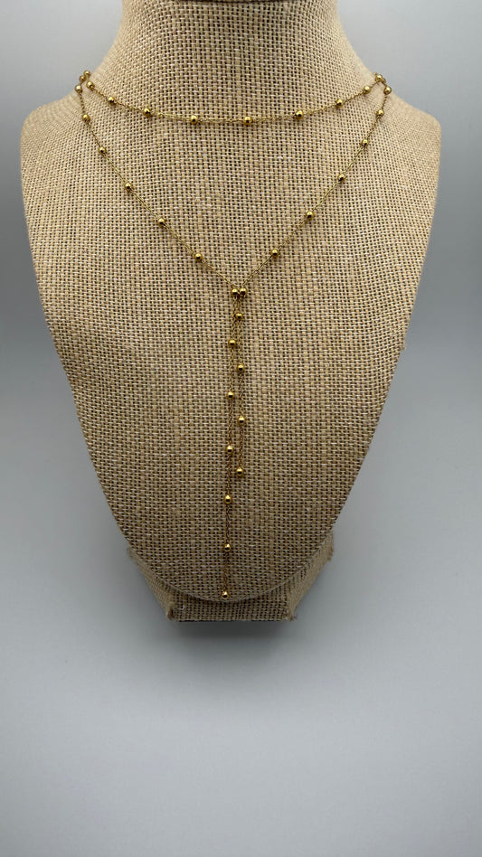Gold Satellite Layered Lariat Necklace