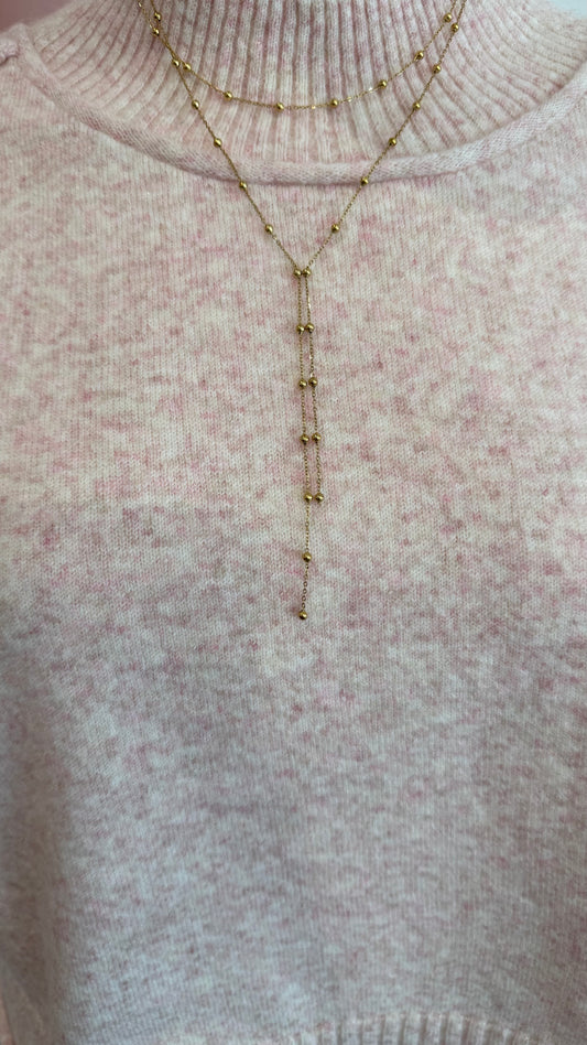 Gold Satellite Layered Lariat Necklace