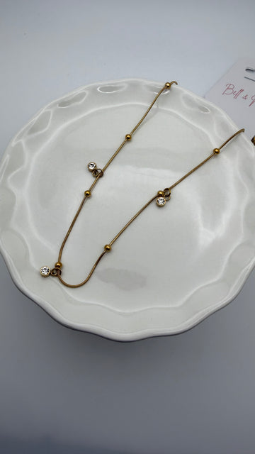 Gold  Dangle Stone Necklace