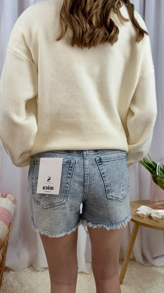 Cool Blue Summer High Rise Shorts