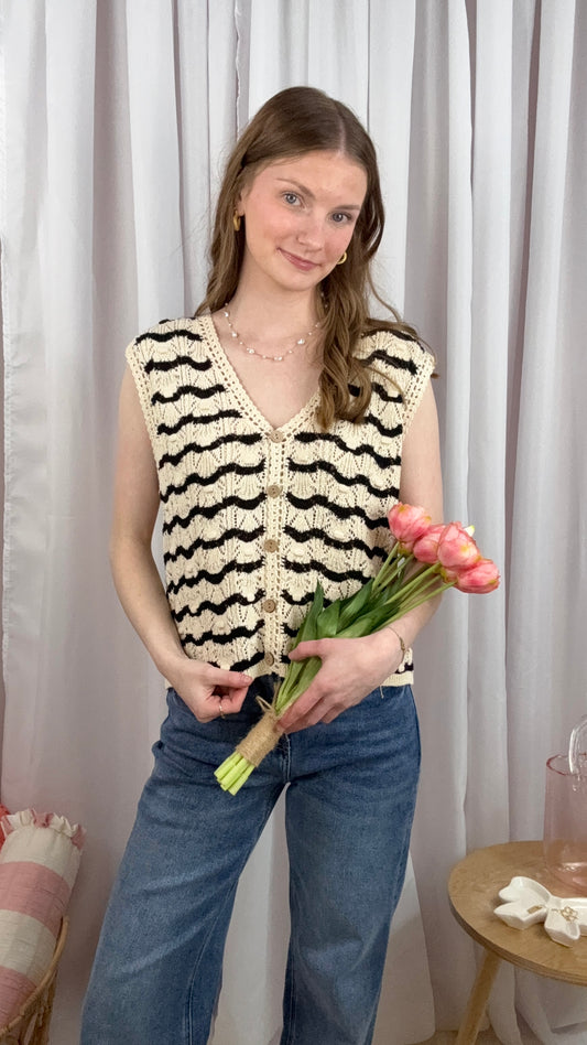 Harbor Natural Black Knit Vest