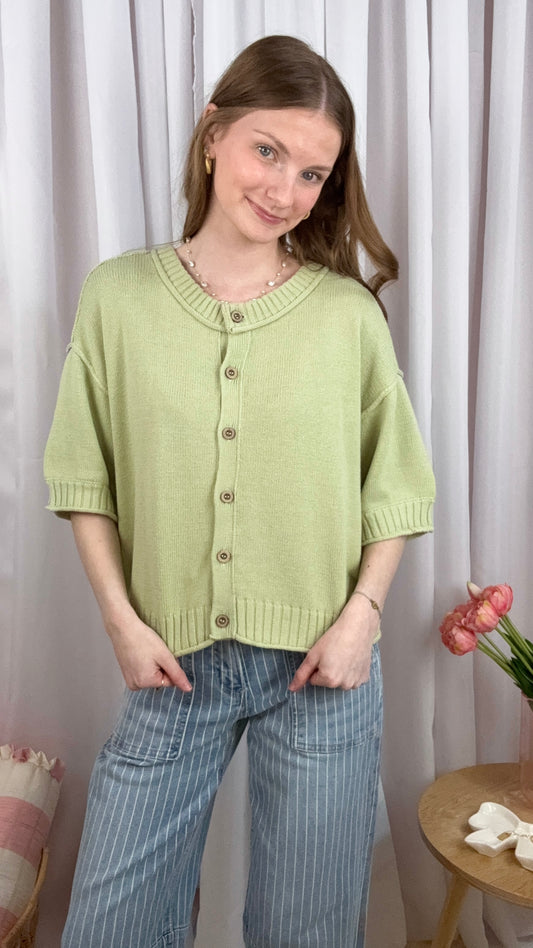 Olive Grove Short Sleeve Kint Cardigan