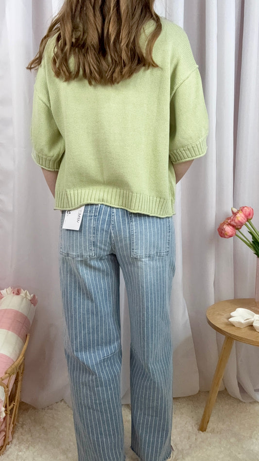 Kate High Rise Striped Barrel Jeans