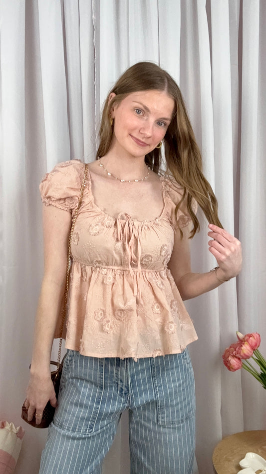 Pretty Blush 3D Floral Top